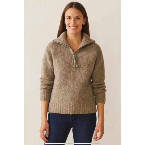 J MCLAUGHLIN MORITZ ALPACA BLEND KNIT 1/4 ZIP SWEATER LS SOFT COZY COMFY CHIC S - Picture 1 of 10